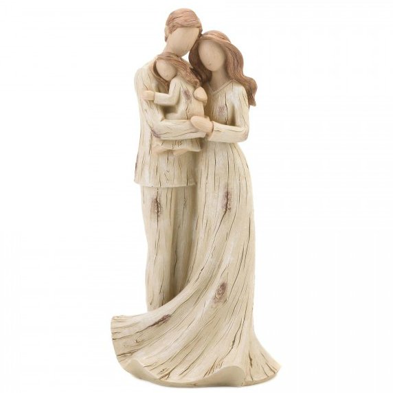 Parents and Daughter Carved-Look Figurine