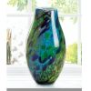 Peacock-Inspired Art Glass Vase