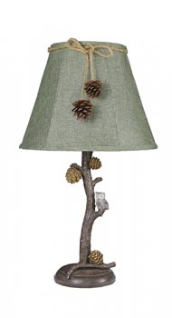 Pine Branch with Owl Lamp