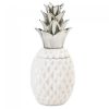 Porcelain Pineapple Jar with Silver Leaves