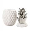 Porcelain Pineapple Jar with Silver Leaves