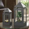 Pyramid Roof Iron Candle Lantern - 11 inches