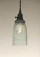 Quart Open Bottom Mason Jar Pendant Lamp - Barn Roof