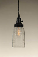 Quart Open Bottom Mason Jar Pendant Lamp - Clear Glass (light bulb not included)