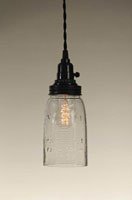 Quart Open Bottom Mason Jar Pendant Lamp - Clear Glass (light bulb not included)