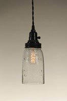 Quart Open Bottom Mason Jar Pendant Lamp - Clear Glass (light bulb not included)