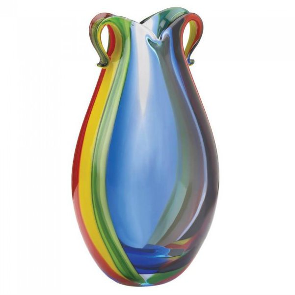 Rainbow Stripes Art Glass Vase
