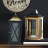 Rectangular Wood Candle Lantern with Black Metal Top - 25 inches