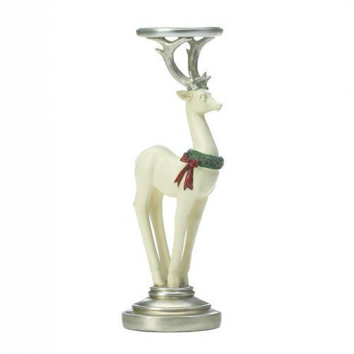 Reindeer Pillar Candle Holder 12 inches