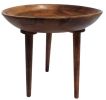 Round Wooden Folding Table With Burn Finish, Brown