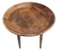 Round Wooden Folding Table With Burn Finish, Brown