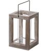 Rustic Wood Natural Candle Lantern - 9 inches