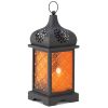 Square Amber Glass Candle Lantern - 11.75 inches