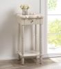 Scalloped Wood White End Table