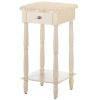 Scalloped Wood White End Table