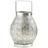 Shimmery Silver Lacy Candle Lantern - 9.5 inches