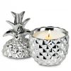 Silver Ceramic Pineapple Coconut Palm-Scented Candle