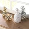 Silver Ceramic Pineapple Coconut Palm-Scented Candle