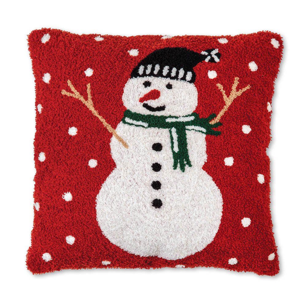 Snowman Hooked Cotton Pillow