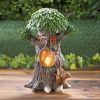 Solar Light-Up Tree House with Squirrels Garden Decor
