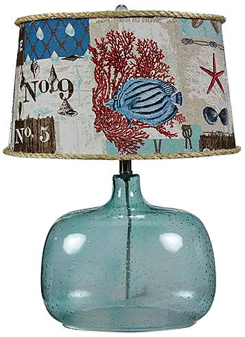 Spa Glass Table Lamp with Nautical Patchwork Shade