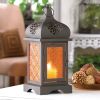 Square Amber Glass Candle Lantern - 11.75 inches
