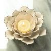 Stoneware Lotus Flower Candle Holder - Ivory