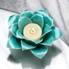 Stoneware Lotus Flower Candle Holder - Teal