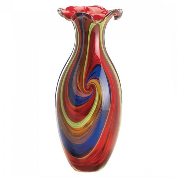 Swirls of Color Art Glass Vase