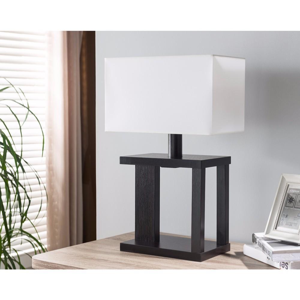 Table Lamp With Rectangular Shade, Dark Brown