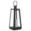 Tapered Black Metal Candle Lantern - 16 inches