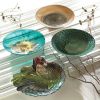 Teal and Metallic Gold Starburst Decorative Glass Bowl