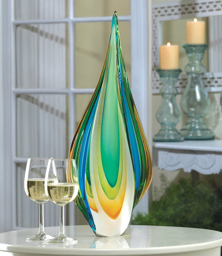 Teardrop Art Glass Sculpture - 18 inches