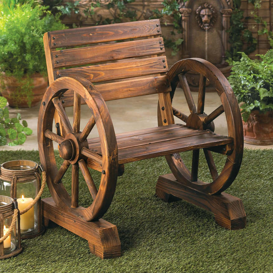 Wagon Wheel Wood Garden Chair