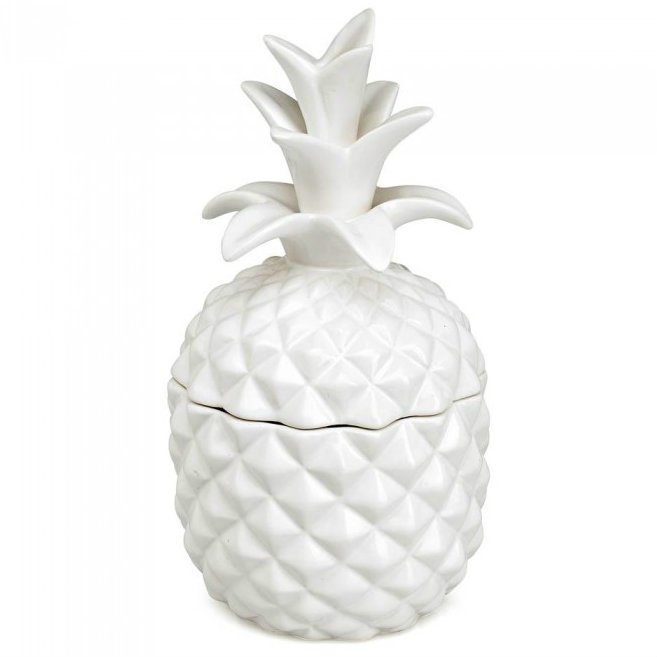 White Ceramic Pineapple Pina Colada-Scented Candle