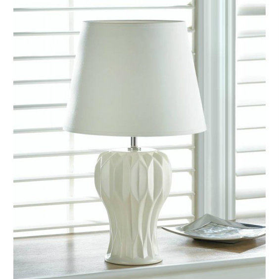 White Ceramic Table Lamp - Abstract Curves