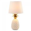 White Pineapple Lamp with Gold Leaves