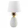 White Pineapple Lamp with Gold Leaves