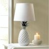 White Pineapple Lamp with Silver Leaves