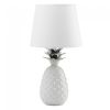 White Pineapple Lamp with Silver Leaves