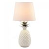 White Pineapple Lamp with Silver Leaves