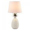 White Pineapple Lamp with Silver Leaves