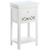 White Side Table with Double Drawers