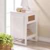 Wood Front White Side Table
