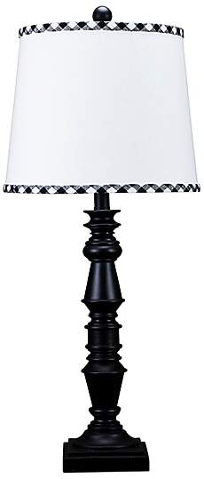 Yorktown Black Table Lamp with White Shade - Black & White Trim