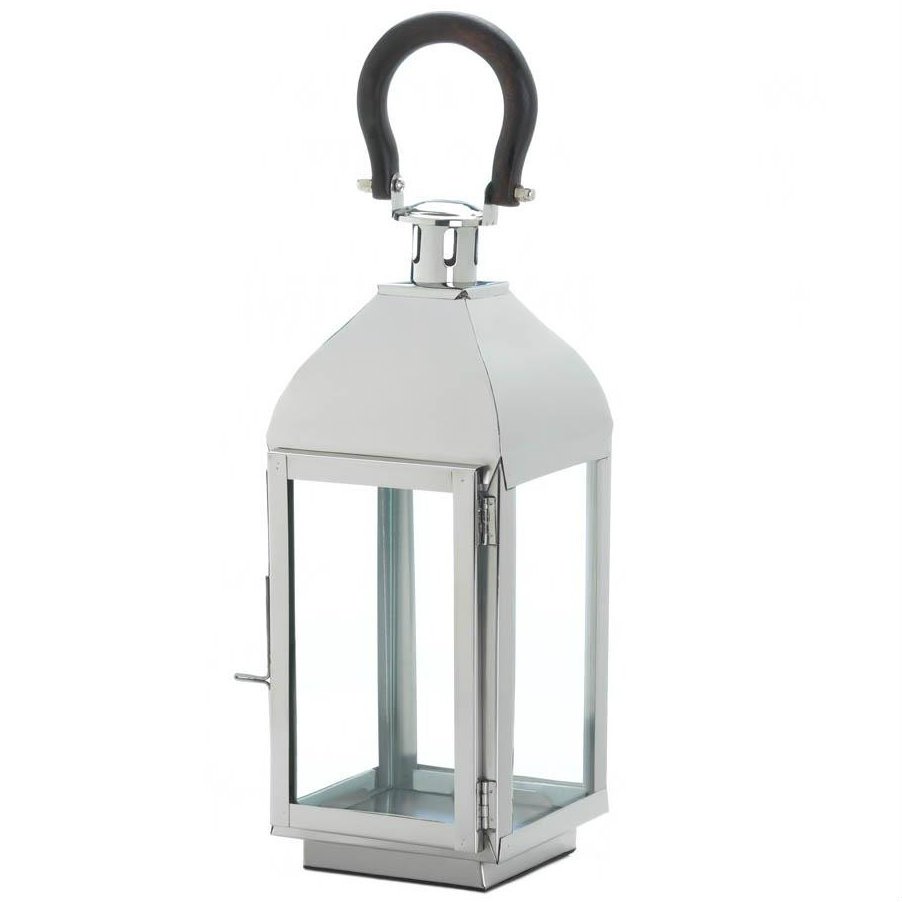 Sleek Steel Candle Lantern - 14 inches