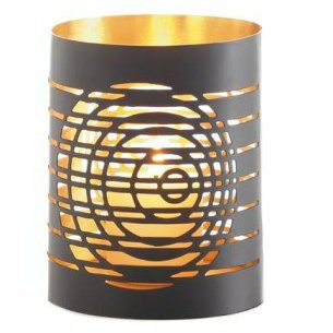Circular Cutouts Metal Candle Holder - 4 inches