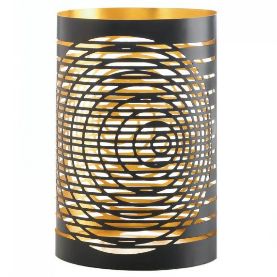 Circular Cutouts Metal Candle Holder - 8 inches